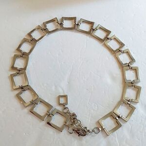 Women's  Silver Square Metal Chain Belt CHIC Neutral Minimalist Dress Sz. M/L